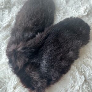 Luxurious Brown Rabbit Fur mittens